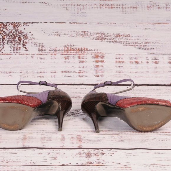 Marciano, Multi Colored, Ankle Strap, Open Toe Pump, Size 5.5 - Picture 6 of 7